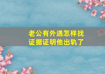 老公有外遇怎样找证据证明他出轨了