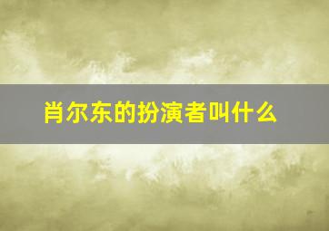 肖尔东的扮演者叫什么