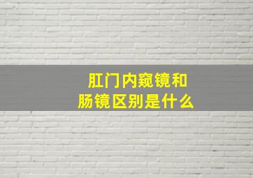 肛门内窥镜和肠镜区别是什么