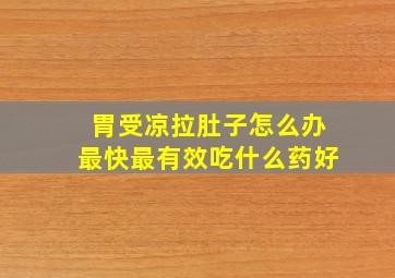 胃受凉拉肚子怎么办最快最有效吃什么药好