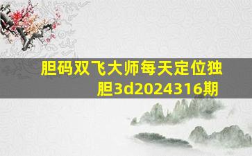 胆码双飞大师每天定位独胆3d2024316期