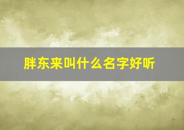 胖东来叫什么名字好听