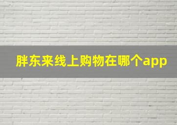 胖东来线上购物在哪个app