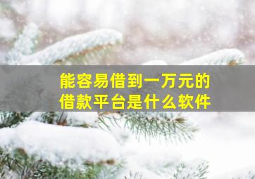 能容易借到一万元的借款平台是什么软件