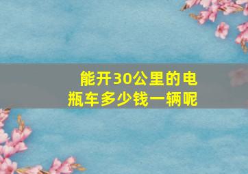 能开30公里的电瓶车多少钱一辆呢