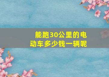 能跑30公里的电动车多少钱一辆呢