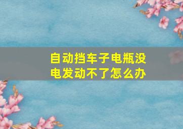 自动挡车子电瓶没电发动不了怎么办