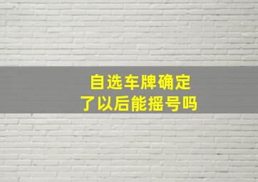 自选车牌确定了以后能摇号吗