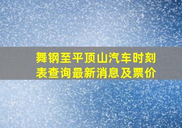 舞钢至平顶山汽车时刻表查询最新消息及票价