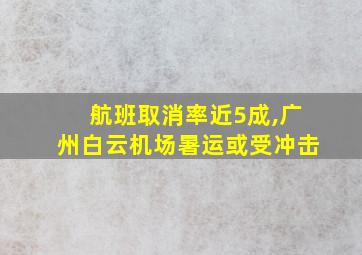 航班取消率近5成,广州白云机场暑运或受冲击