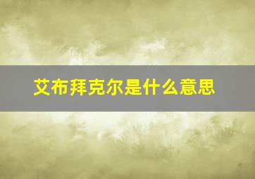 艾布拜克尔是什么意思