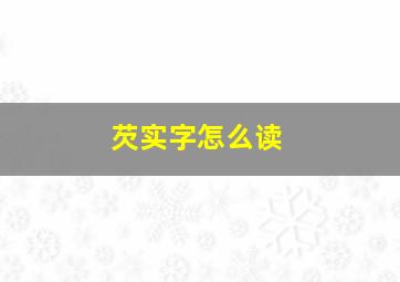 芡实字怎么读