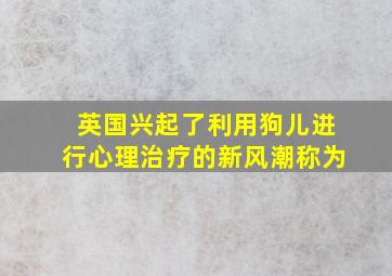 英国兴起了利用狗儿进行心理治疗的新风潮称为