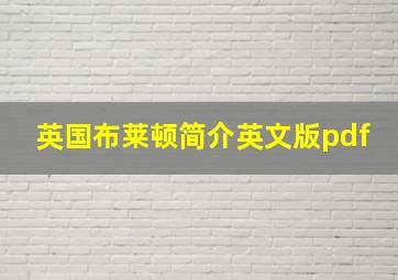 英国布莱顿简介英文版pdf