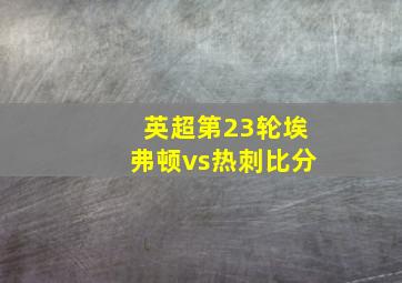 英超第23轮埃弗顿vs热刺比分