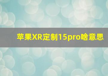 苹果XR定制15pro啥意思