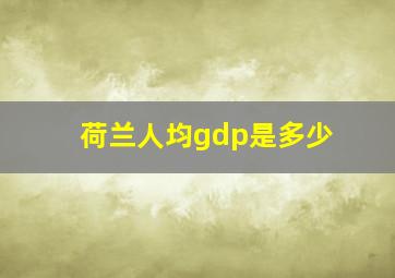 荷兰人均gdp是多少