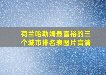 荷兰哈勒姆最富裕的三个城市排名表图片高清