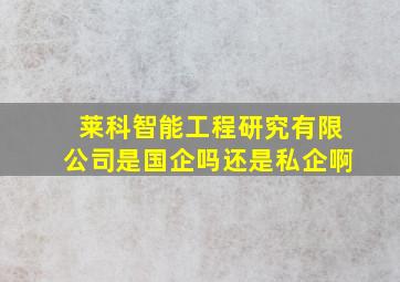 莱科智能工程研究有限公司是国企吗还是私企啊