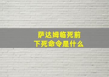 萨达姆临死前下死命令是什么