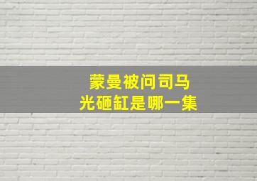 蒙曼被问司马光砸缸是哪一集