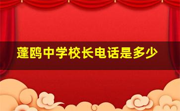 蓬鸥中学校长电话是多少