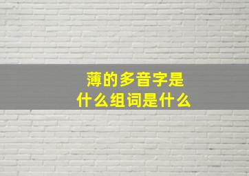 薄的多音字是什么组词是什么