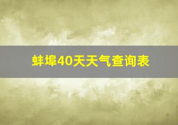 蚌埠40天天气查询表