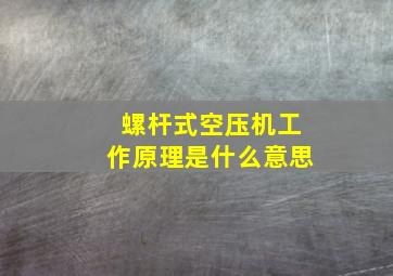 螺杆式空压机工作原理是什么意思