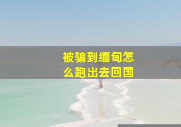 被骗到缅甸怎么跑出去回国