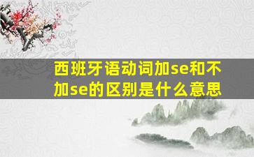 西班牙语动词加se和不加se的区别是什么意思