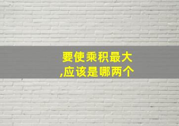 要使乘积最大,应该是哪两个