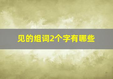 见的组词2个字有哪些