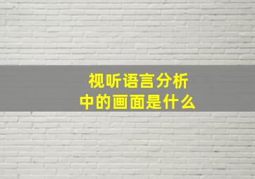 视听语言分析中的画面是什么