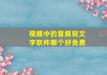 视频中的音频转文字软件哪个好免费