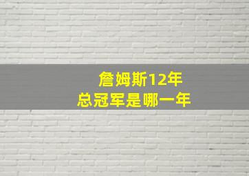 詹姆斯12年总冠军是哪一年