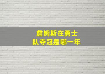 詹姆斯在勇士队夺冠是哪一年