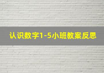 认识数字1-5小班教案反思