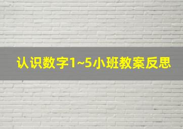 认识数字1~5小班教案反思