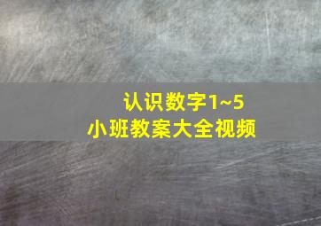 认识数字1~5小班教案大全视频