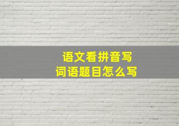 语文看拼音写词语题目怎么写