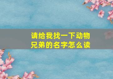 请给我找一下动物兄弟的名字怎么读