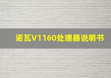 诺瓦V1160处理器说明书