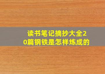 读书笔记摘抄大全20篇钢铁是怎样炼成的