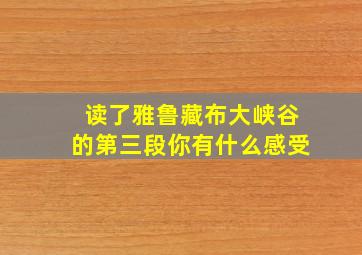 读了雅鲁藏布大峡谷的第三段你有什么感受