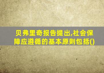 贝弗里奇报告提出,社会保障应遵循的基本原则包括()