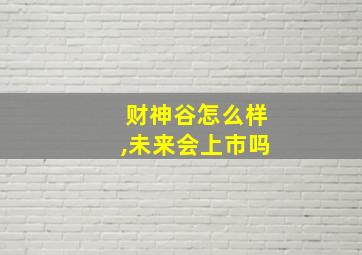 财神谷怎么样,未来会上市吗