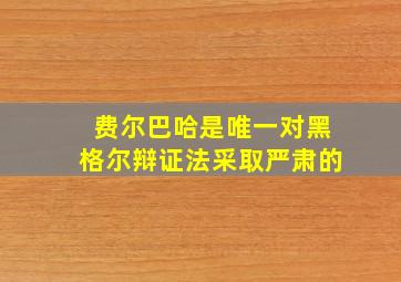 费尔巴哈是唯一对黑格尔辩证法采取严肃的