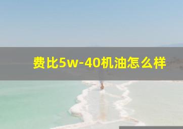 费比5w-40机油怎么样