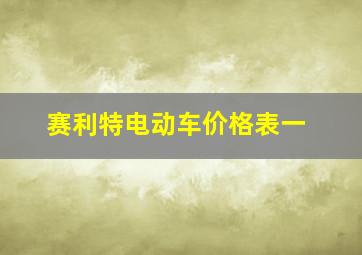 赛利特电动车价格表一